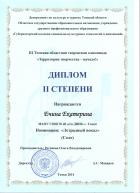 Диплом на II место Ечиной Екатерины